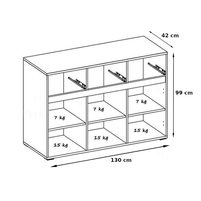 Kommode Davos 130cm Grau/Dunkle Walnuss