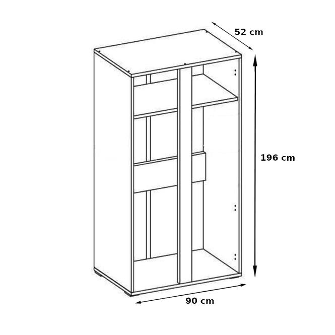 Schrank Davos 90cm Grau/Dunkle Walnuss