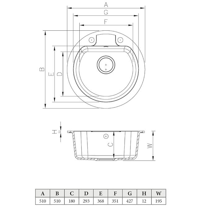 Granitspüle 1k 510x510 Weiß