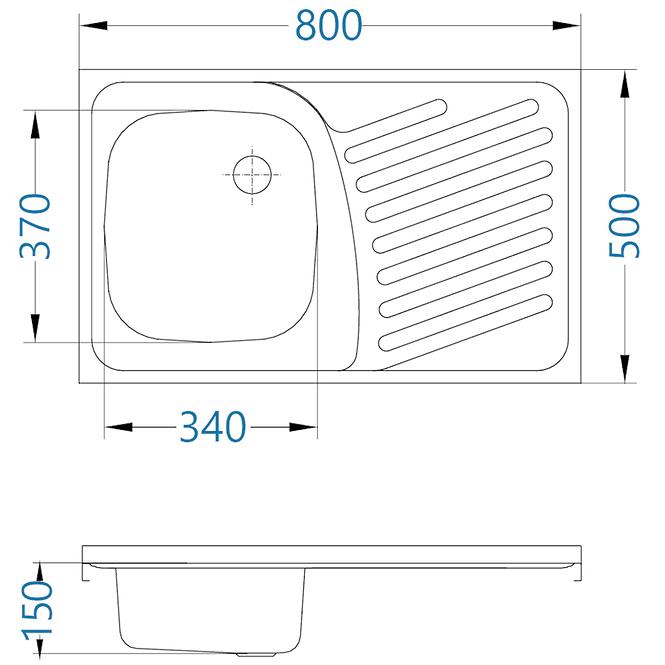 Spüle 1k 80/50 rechts