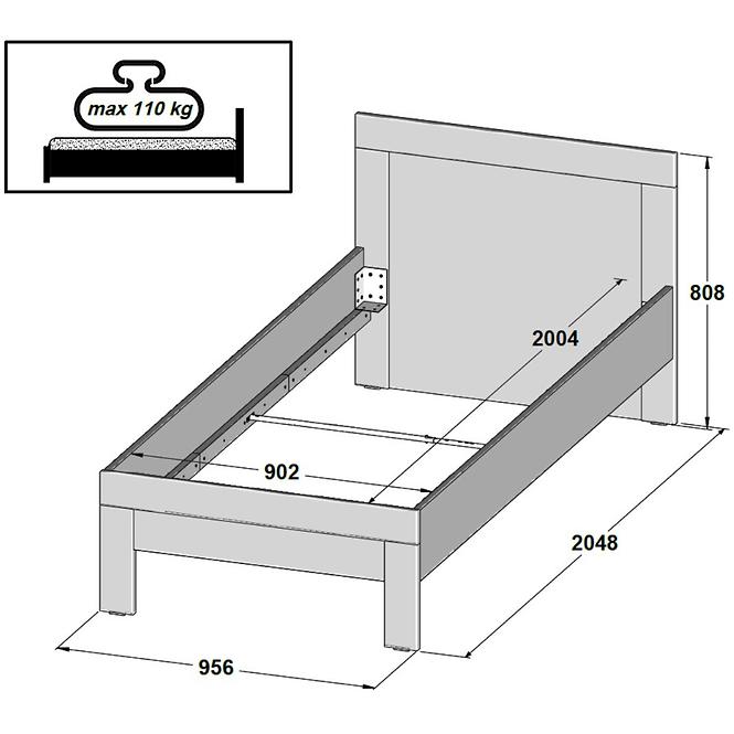 Bett Snow 96x200 Weiße Matte