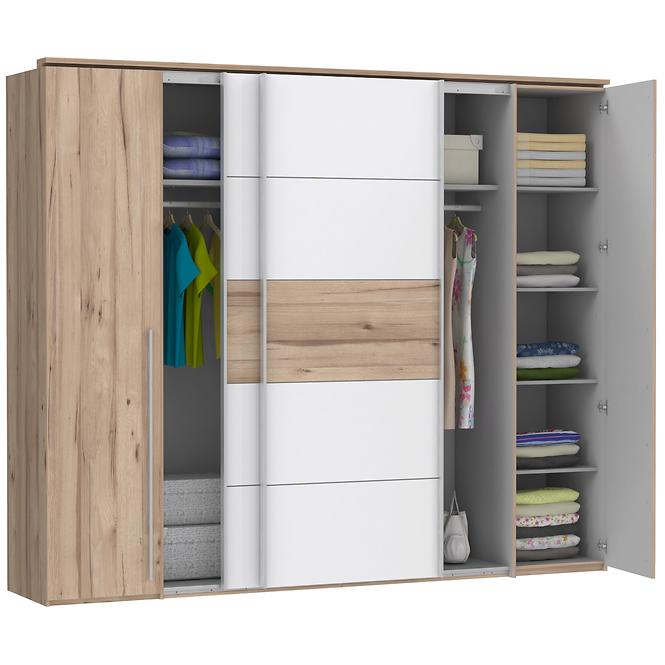 Schrank Ray 270cm 4d  Eiche/Weiß