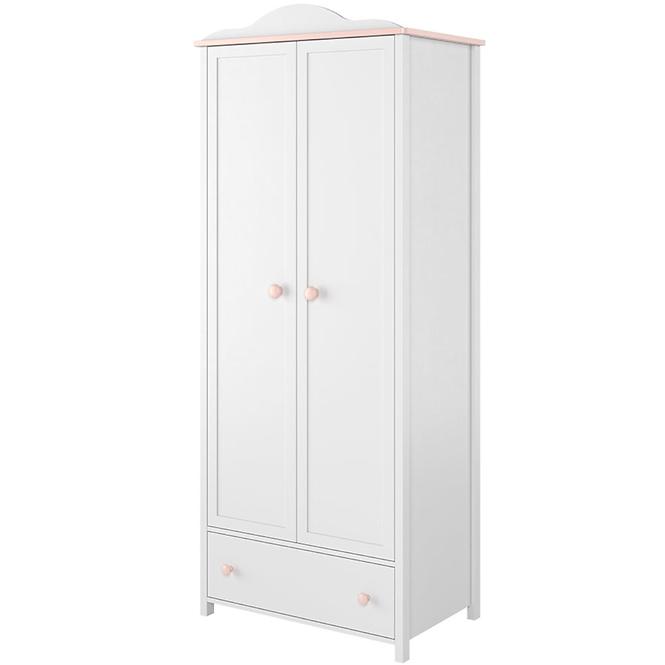 Schrank Luna 85cm 2D Weiß / Pink