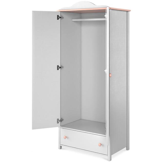 Schrank Luna 85cm 2D Weiß / Pink