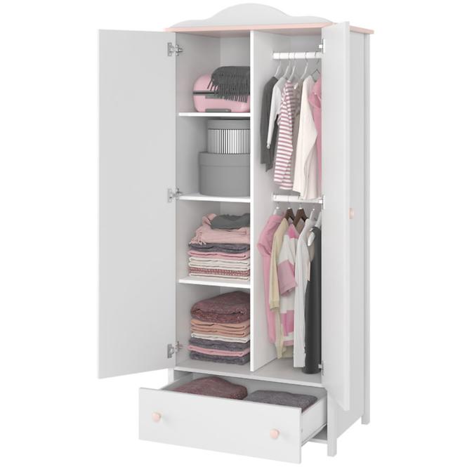 Schrank Luna 85cm 2D Weiß / Pink LN-12