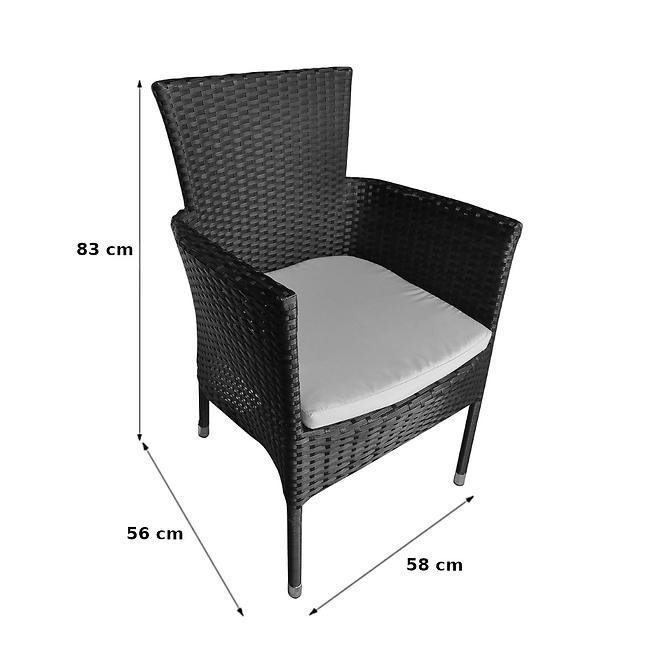 Glastisch Set  technorattan + 4 Stühle černá