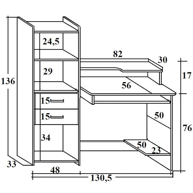 Schreibtisch Adrian 130cm Weiß Matte