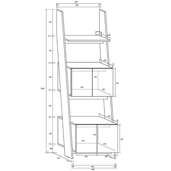 Regal Rack 60cm 2D Weiß/Schwarz