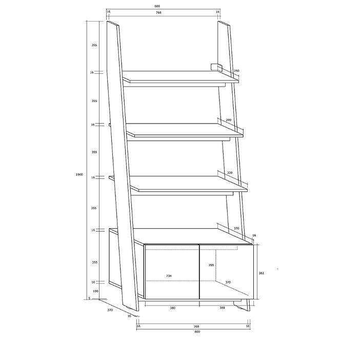 Regal Rack 80cm 1D Weiß/Schwarz