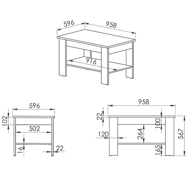 Couchtisch Clermont 96cm 13 Schneekiefer