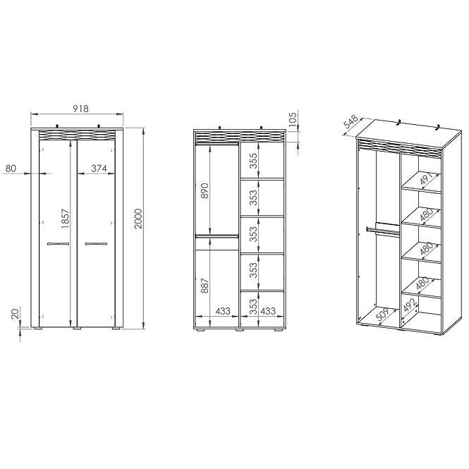 Schrank Clermont 92cm 01 Schneekiefer