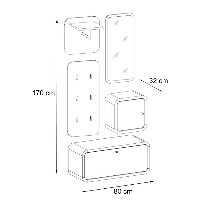 Garderobe Wally IV 80cm Atelier/Weiß