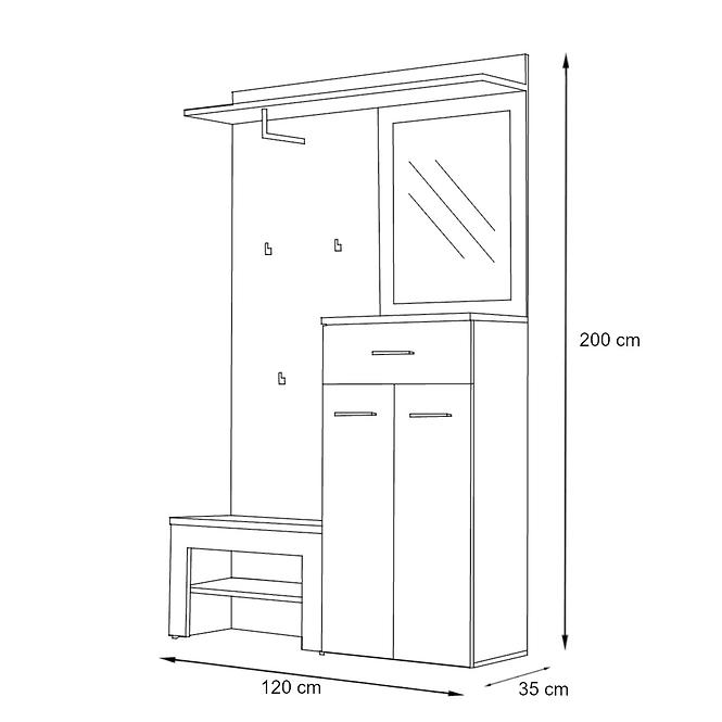 Garderobe Gustavo II Eiche Wellington/Weiß