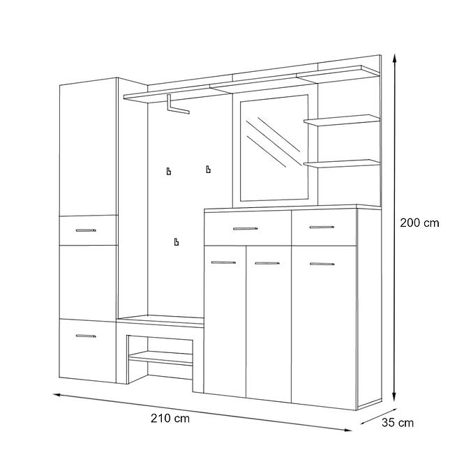 Garderobe Gustavo IV Eiche Wellington/Weiß