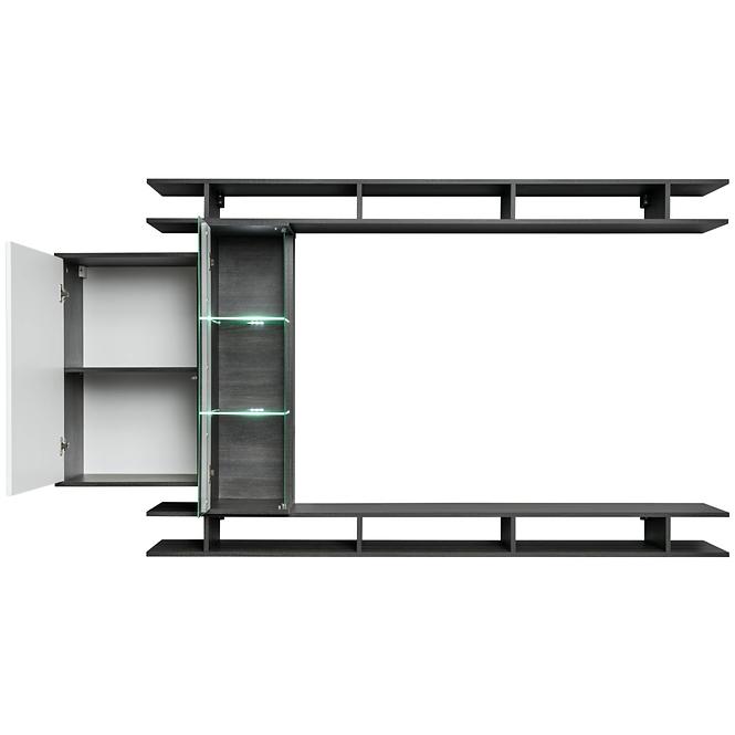 Wohnwand Game 230cm Graphit / Weißglanz