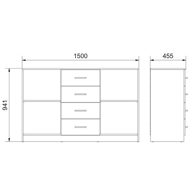 Kommode Bahli 150cm Eiche Wotan