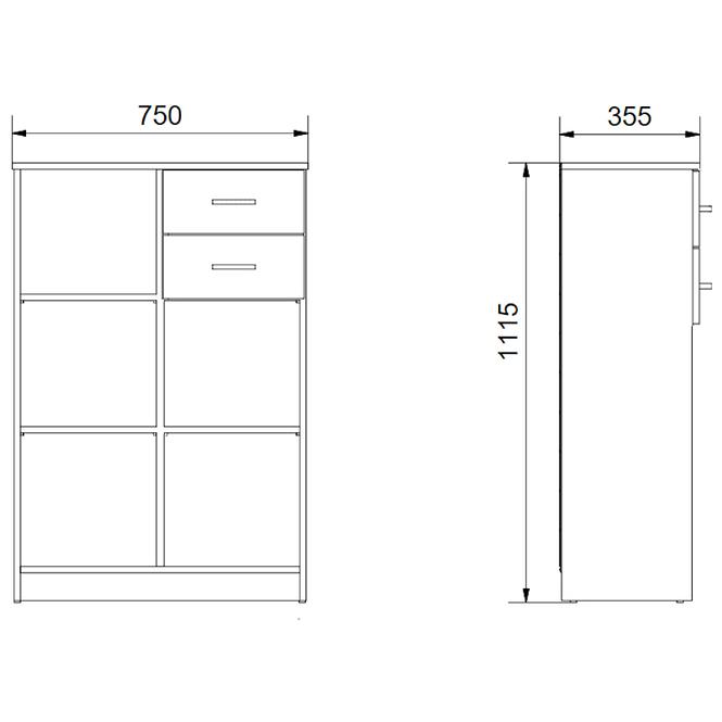 Kommode Posejdon 5 75cm Weiß