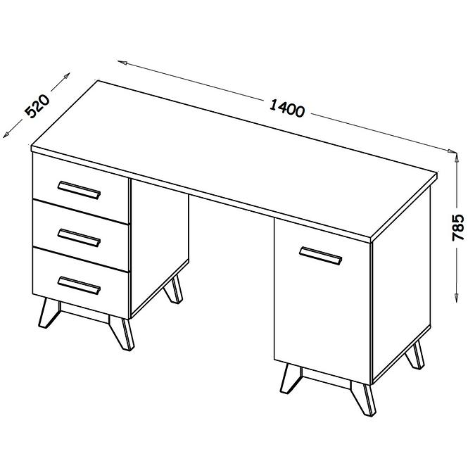 Schreintisch Sven 140cm Eiche Nash / Andersen Kiefer