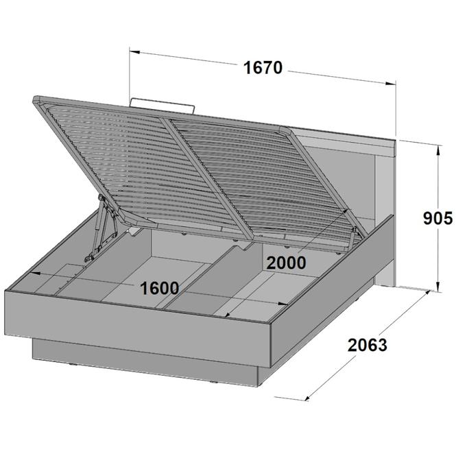 Bett Julietta 160cm Beton/Weiß Glanz