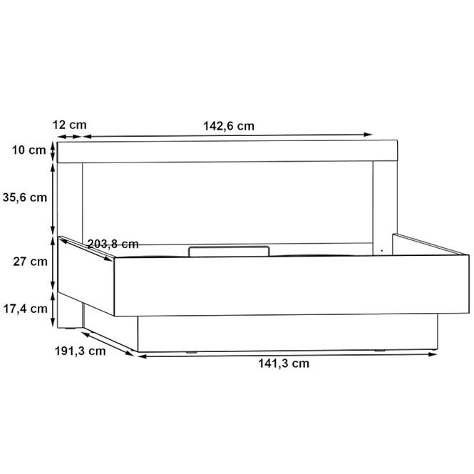 Bett Julietta 160cm Beton/Weiß Glanz