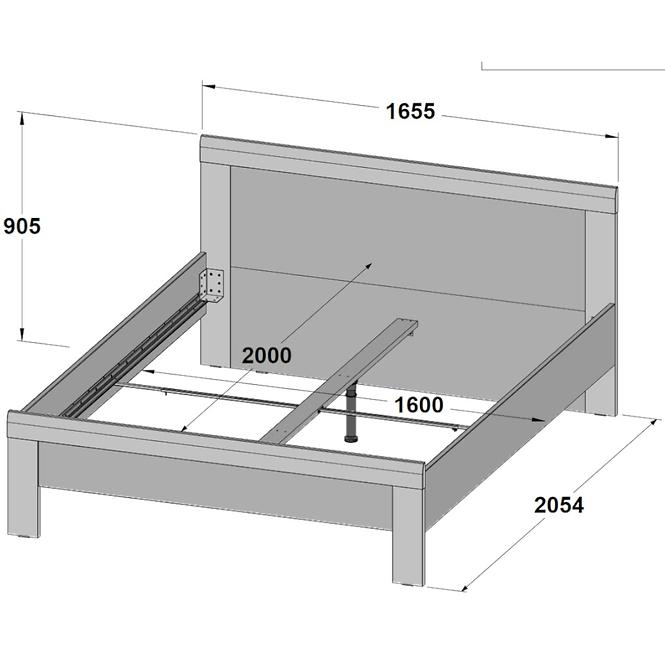 Bett Julietta 160cm Beton/Weiß Glanz