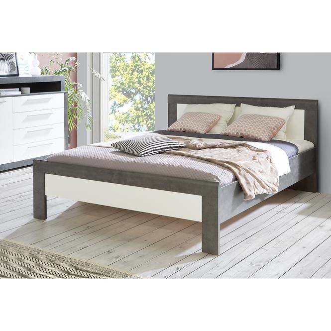 Bett Julietta 160cm Beton/Weiß Glanz