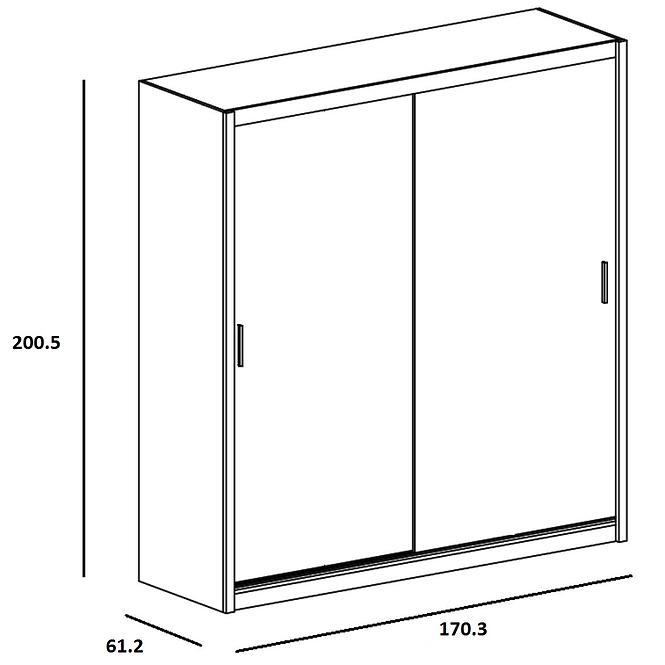 Schrank Winn 170cm Eiche Weiß/Spiegel