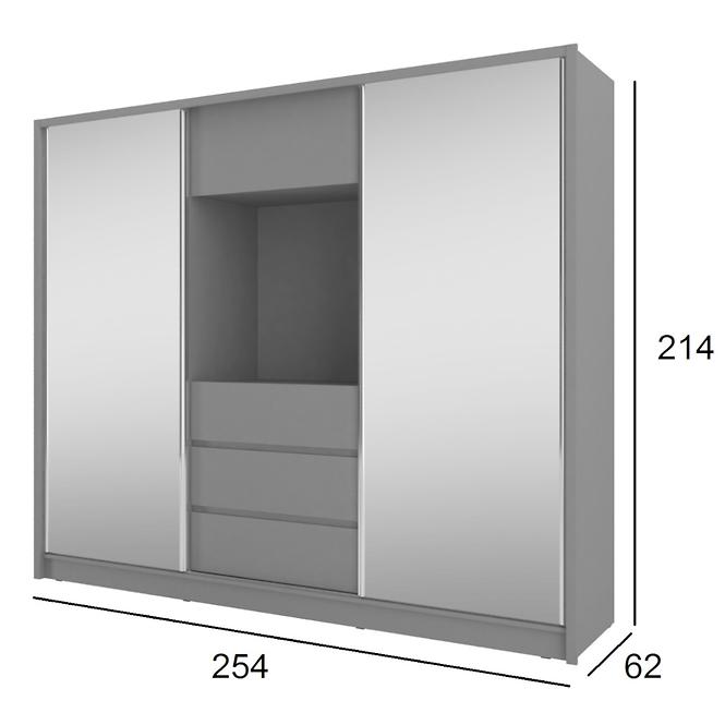 Schrank Tv 250cm Graphit/Spiegel