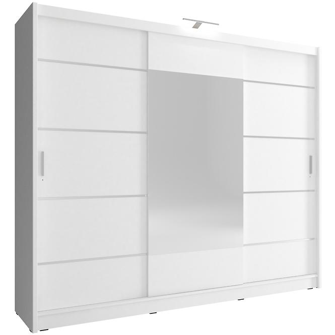 Schrank Wiki 250cm Alu Weiß/Spiegel