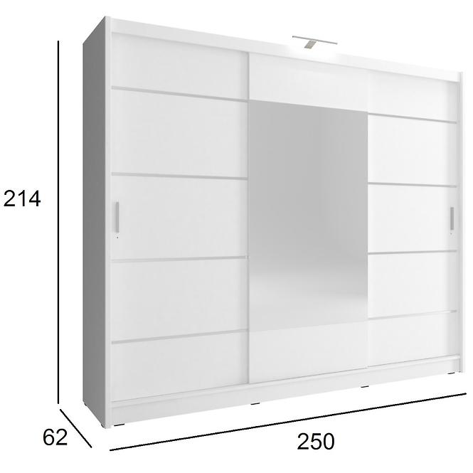 Schrank Wiki 250cm Alu Weiß/Spiegel