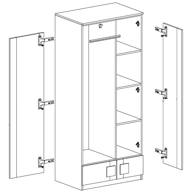 Schrank Gumi G1 80cm Weiß/Anthrazit