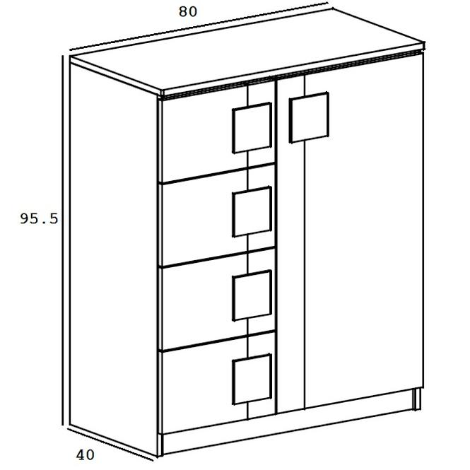 Kommode Gumi G3 80cm Weiß/Anthrazit