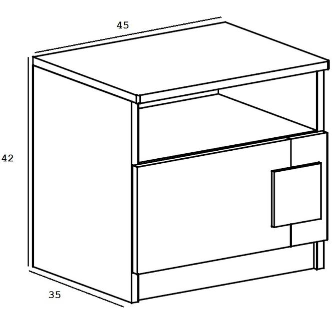 Nachttisch Gumi G12 45cm Weiß/Anthrazit