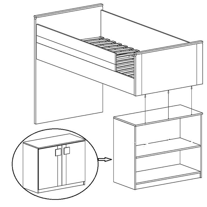 Bett + Schreibtisch Gumi G15 Weiß/Anthrazit