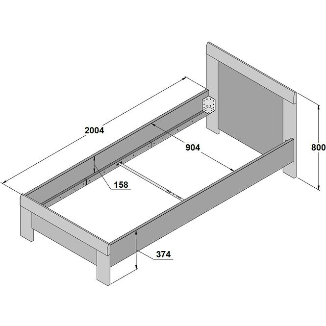 Bett Yoop Ypl09 90x200cm Eiche Sonoma/Grau