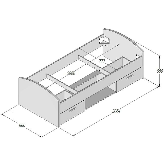 Bett Winnie Wnl09-Q36 Weiß / Eiche Sonoma