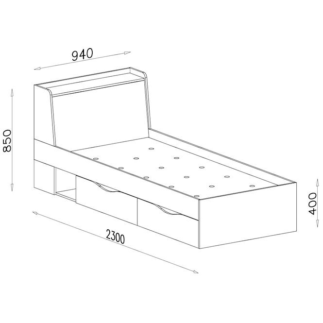 Bett Delta 94 Eiche/Antacit