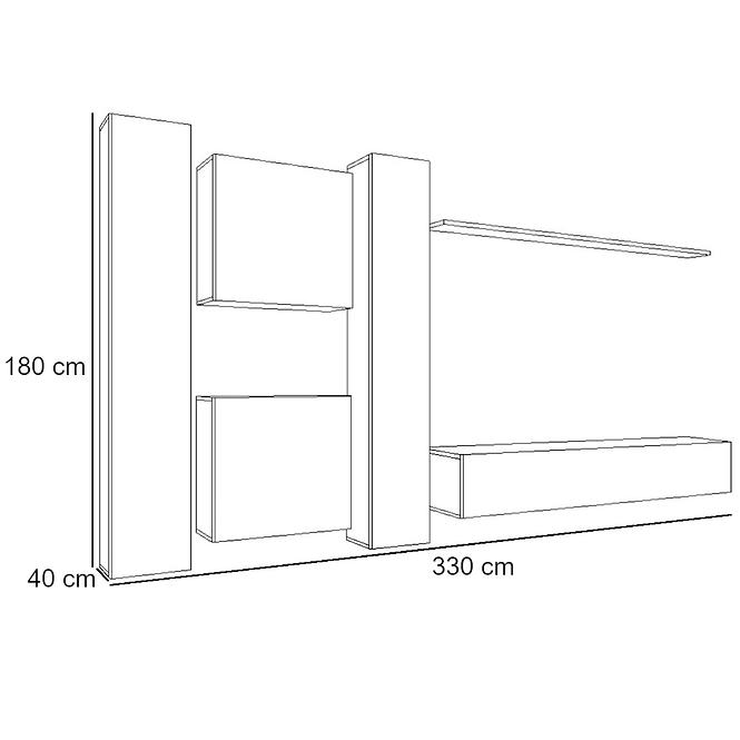 Wohnwand Switch VI Schwarz/Graphit