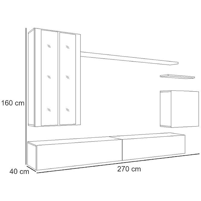 Wohnwand Switch Glass+Led Xii Weiß/Graphit