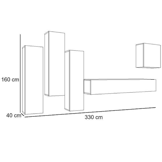 Wohnwand Switch Glass+Led Xiii Weiß/Wotan