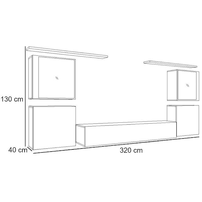 Wohnwand Switch Glass+Led Xiv Weiß