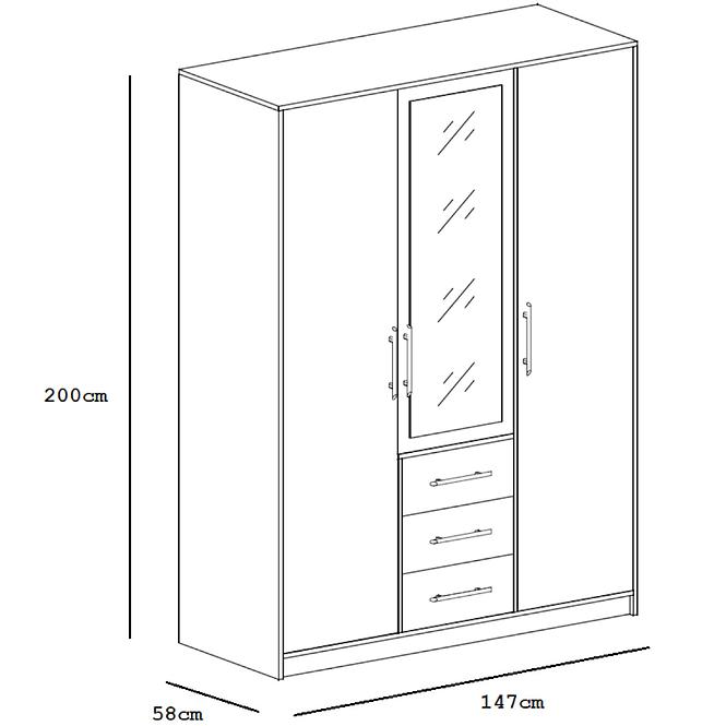 Schrank Bali D3 Wellington/Spiegel