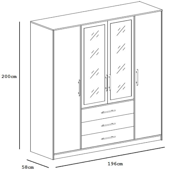 Schrank Bali D4 Pflaume/Spiegel