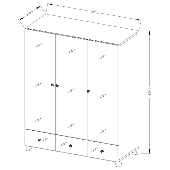 Schrank Bellagio 19 3d3s Weiß