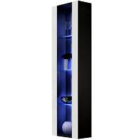 Vitrine Fly 41+Glas weiß/schwarz +LED