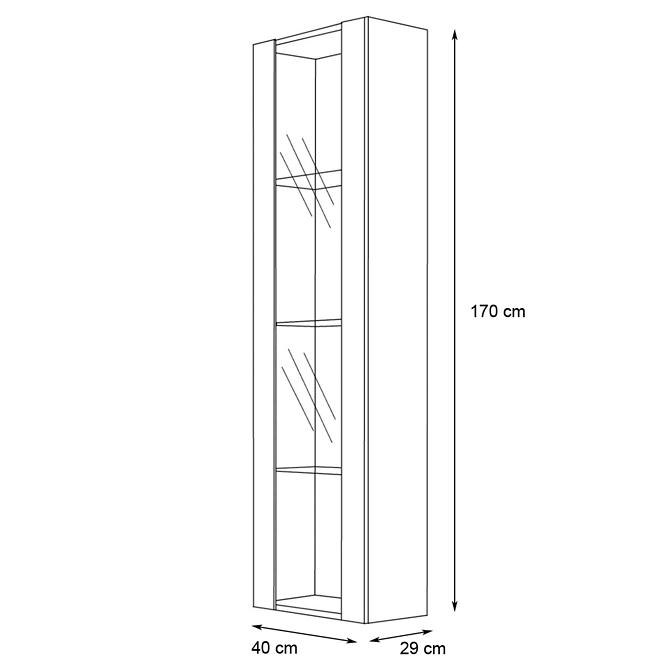 Vitrine Fly 41+Glas weiß/schwarz +LED