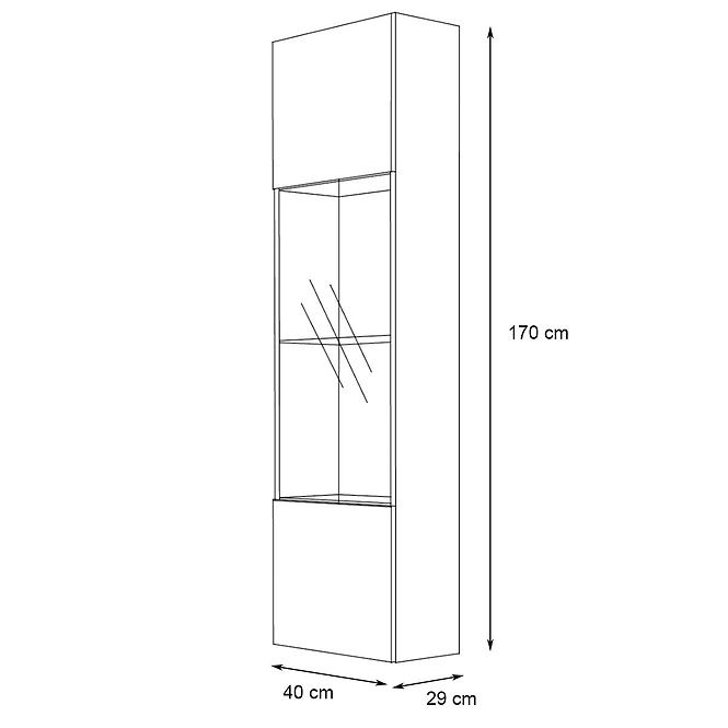 Vitrine Fly 42+Glas weiß/schwarz +LED