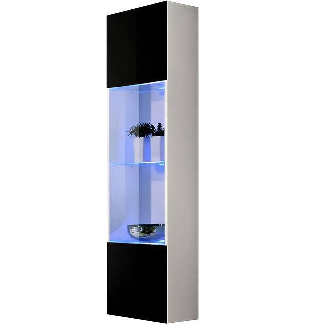 Vitrine Fly 42+Glas schwarz/weiß +LED