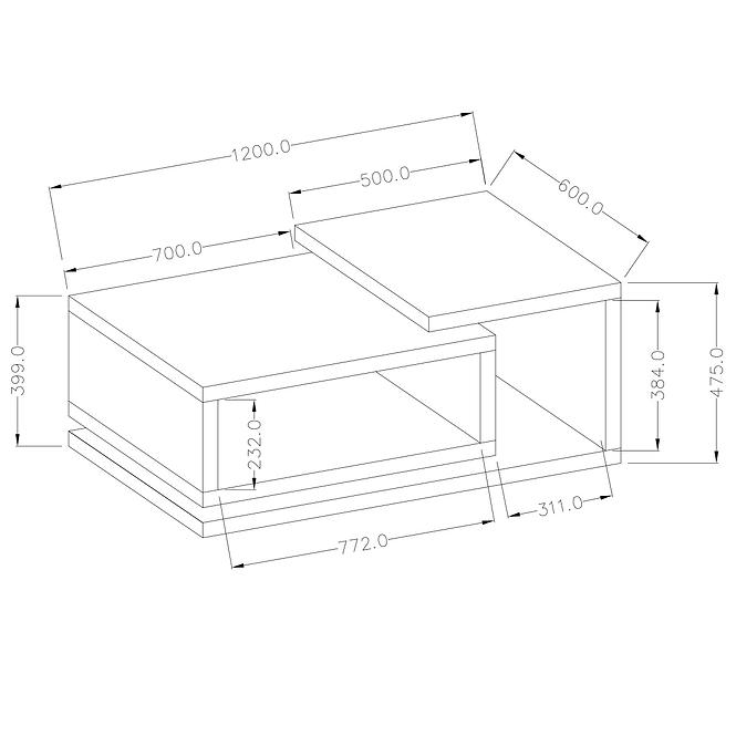 Couchtisch Bora 97 Antracyt/ Eiche Ribbec