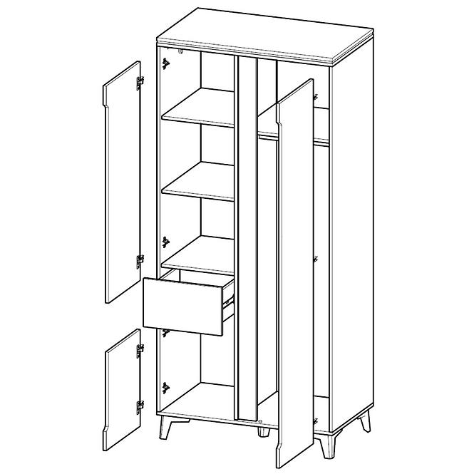 Schrank Gappa Esche/Weiß